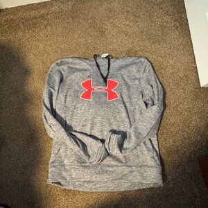 Under Armour Women's Gray Sweatshirt with coral logo.